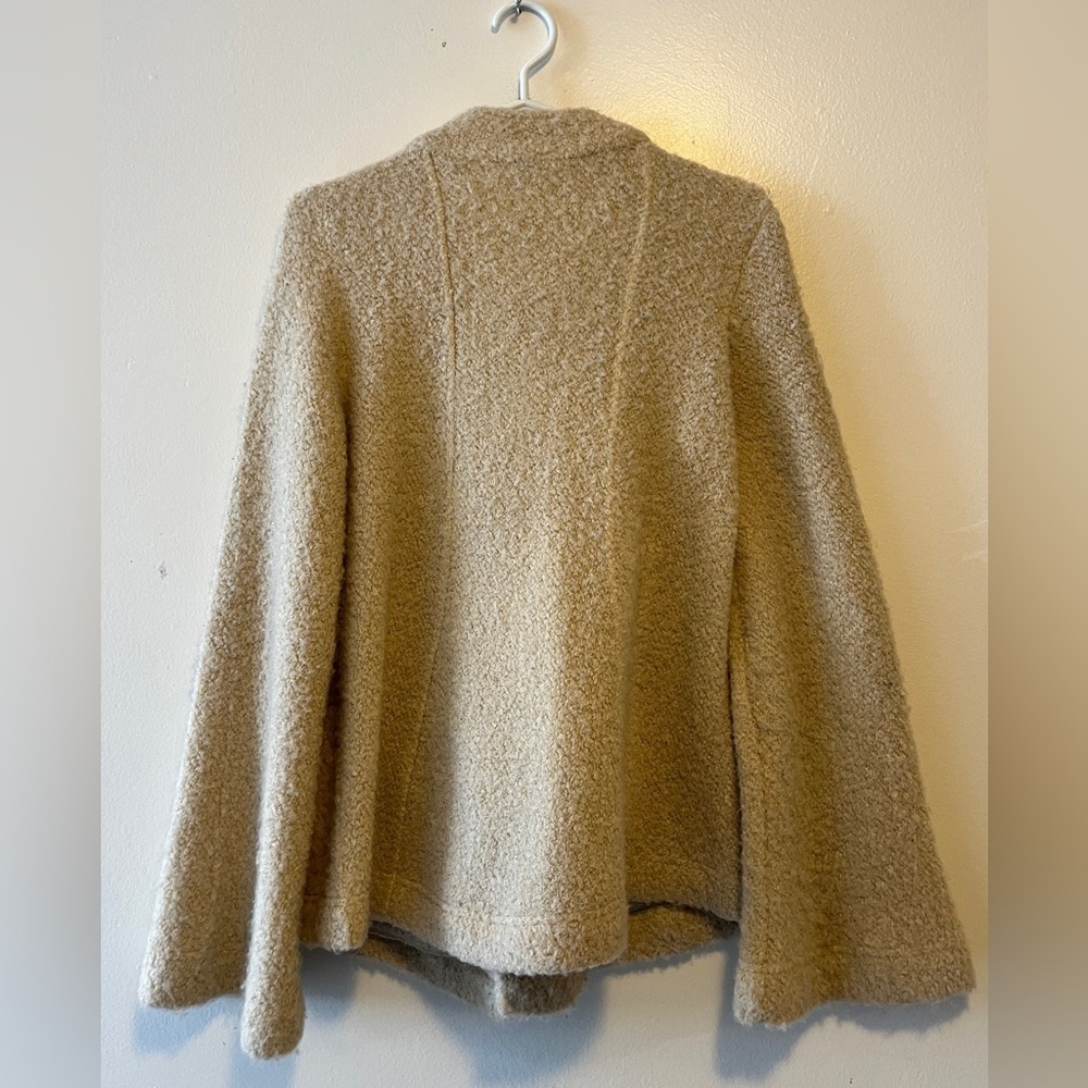 Free People Military Bell Sleeve Wool Blend Teddy Fuzzy Coat Size XS In Oatmeal - Picture 8 of 13
